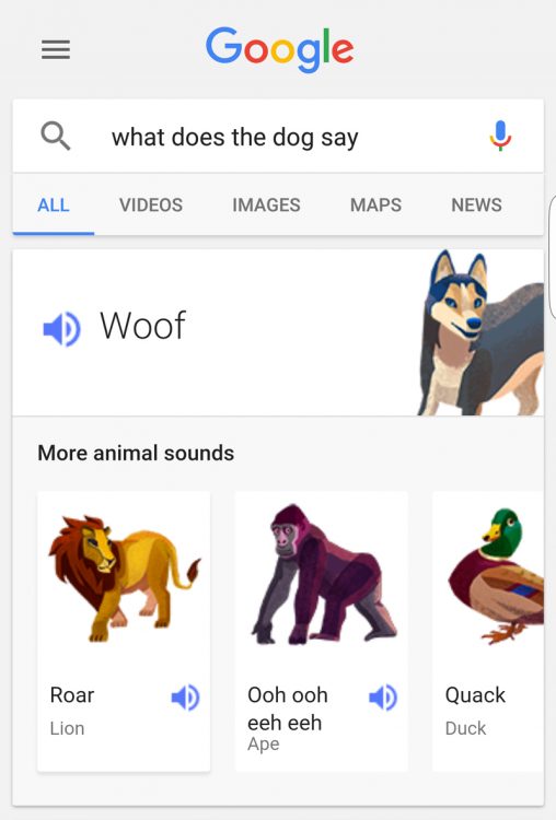 Google Search animal voices
