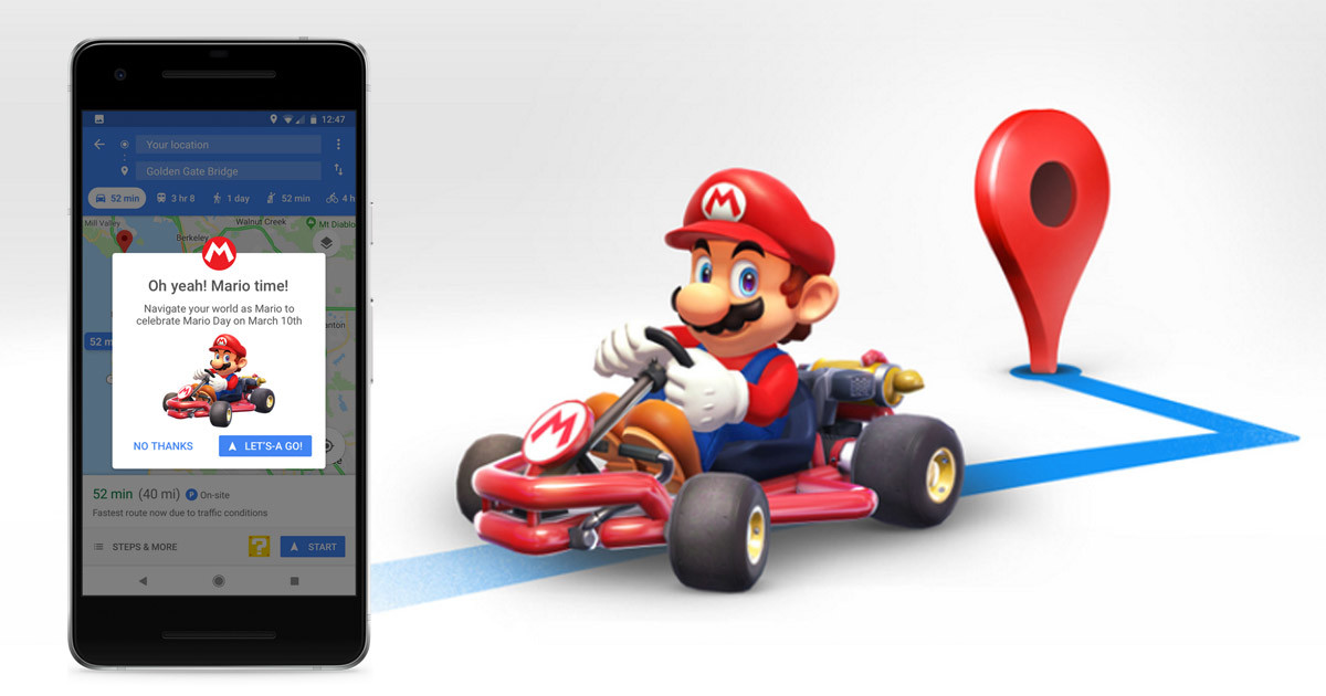 Mario Day เปลี่ยน Google Maps เป็นเกม Mario Kart