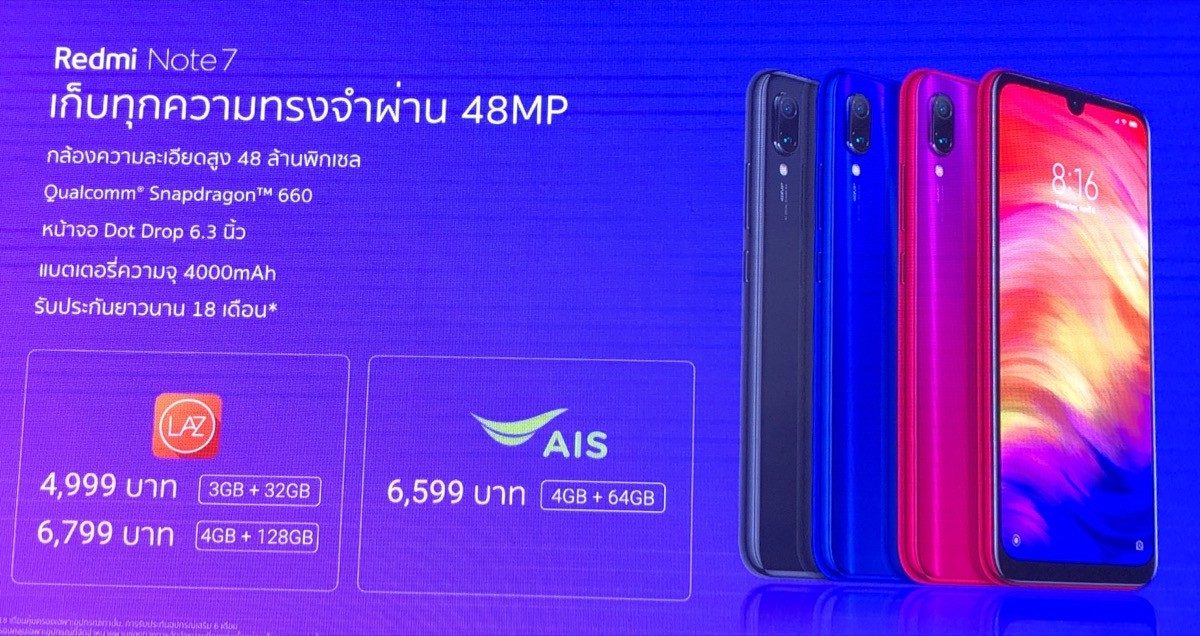 Redmi Note7 ราคา และการจำหน่าย