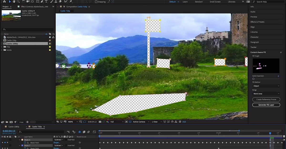 Content Aware Fill Adobe After Effect