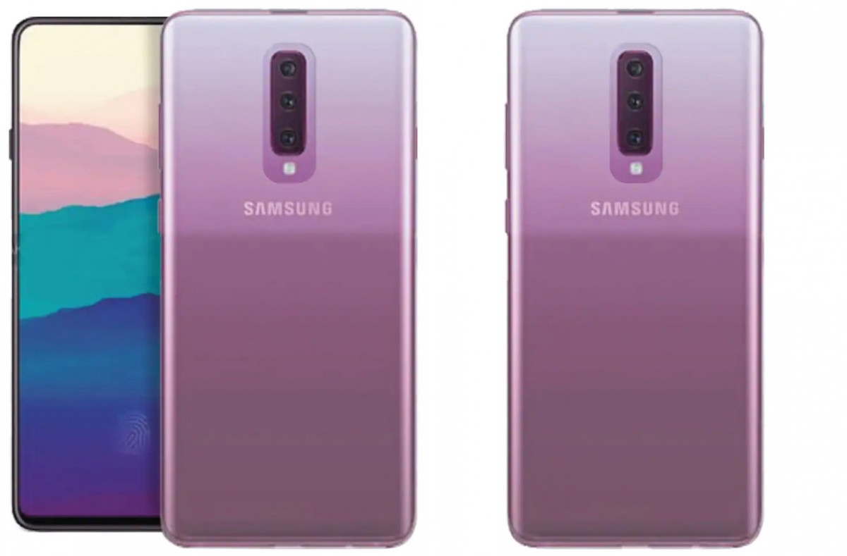 Samsung Galaxy A90 case shows triple camera full-screen front