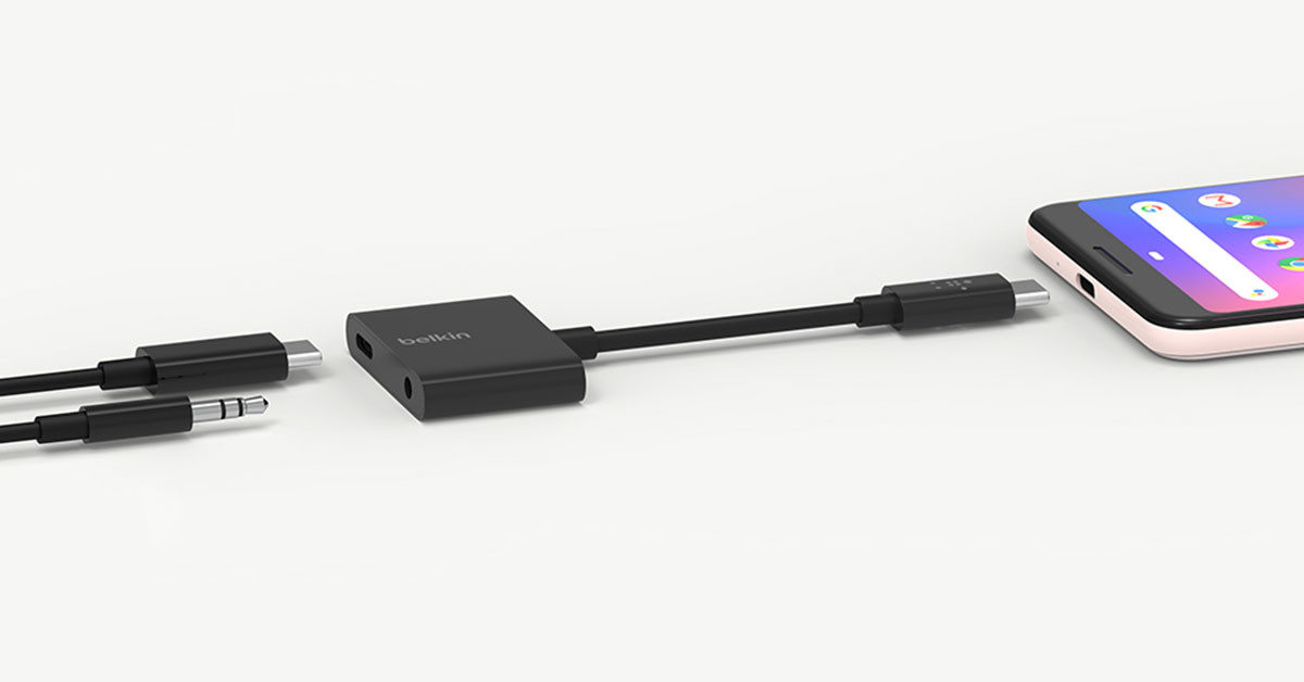 Belkin RockStar 3.5mm Audio + USB-C Charge Adapter