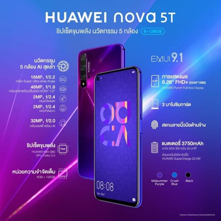 Huawei nova 5T สเปค