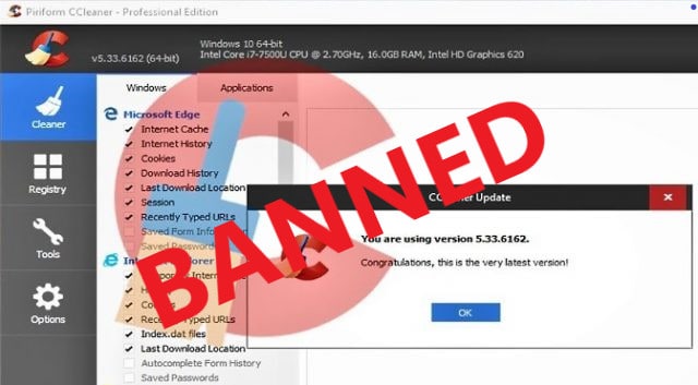 Microsoft bans CCleaner