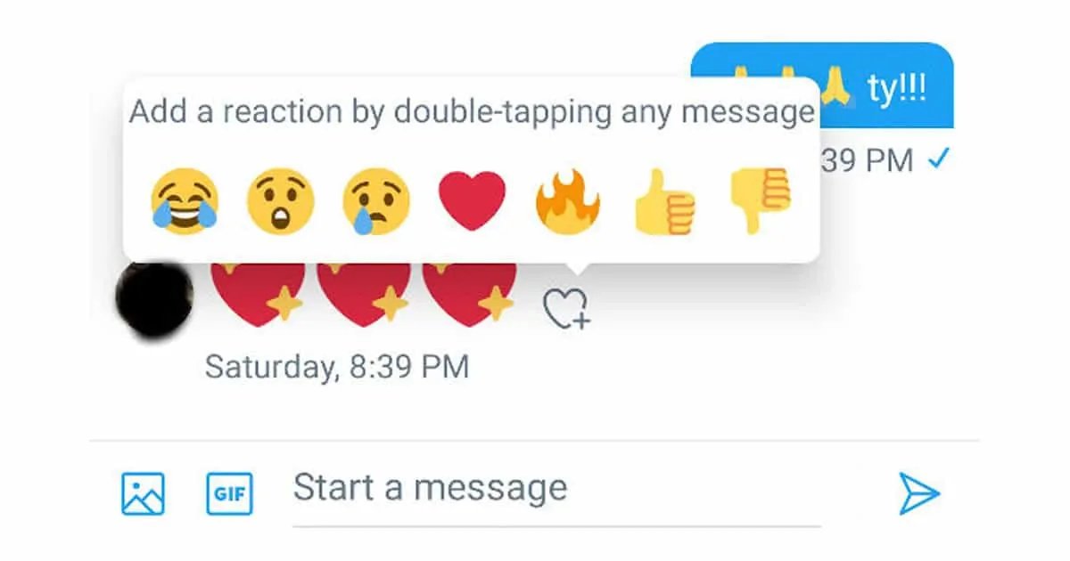Twitter DM Emoji reactions