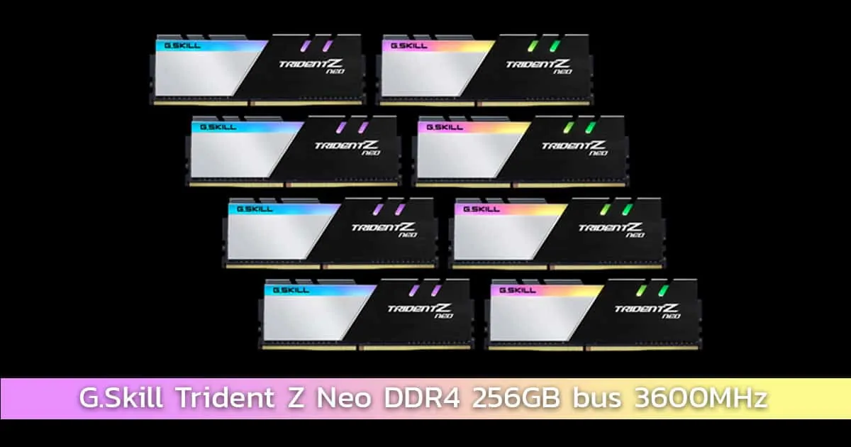 G.Skill เปิดตัวแรม Trident Z Neo DDR4 ขนาด 256GB ความเร็วบัส 3600MHz