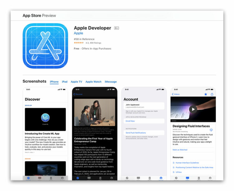 Apple Developer WWDC 2020 app