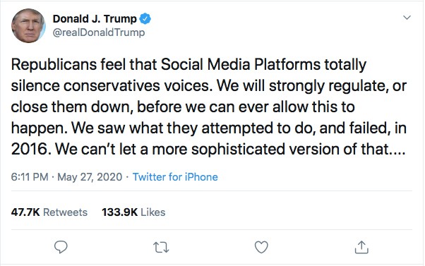 Donald Trump threaten to shut down Twitter
