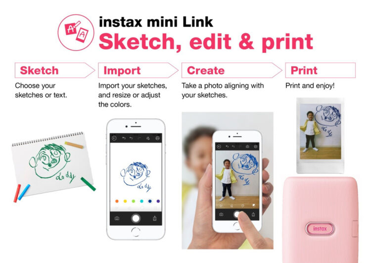 instax mini Link new normal Sketch edit & print fujifilm