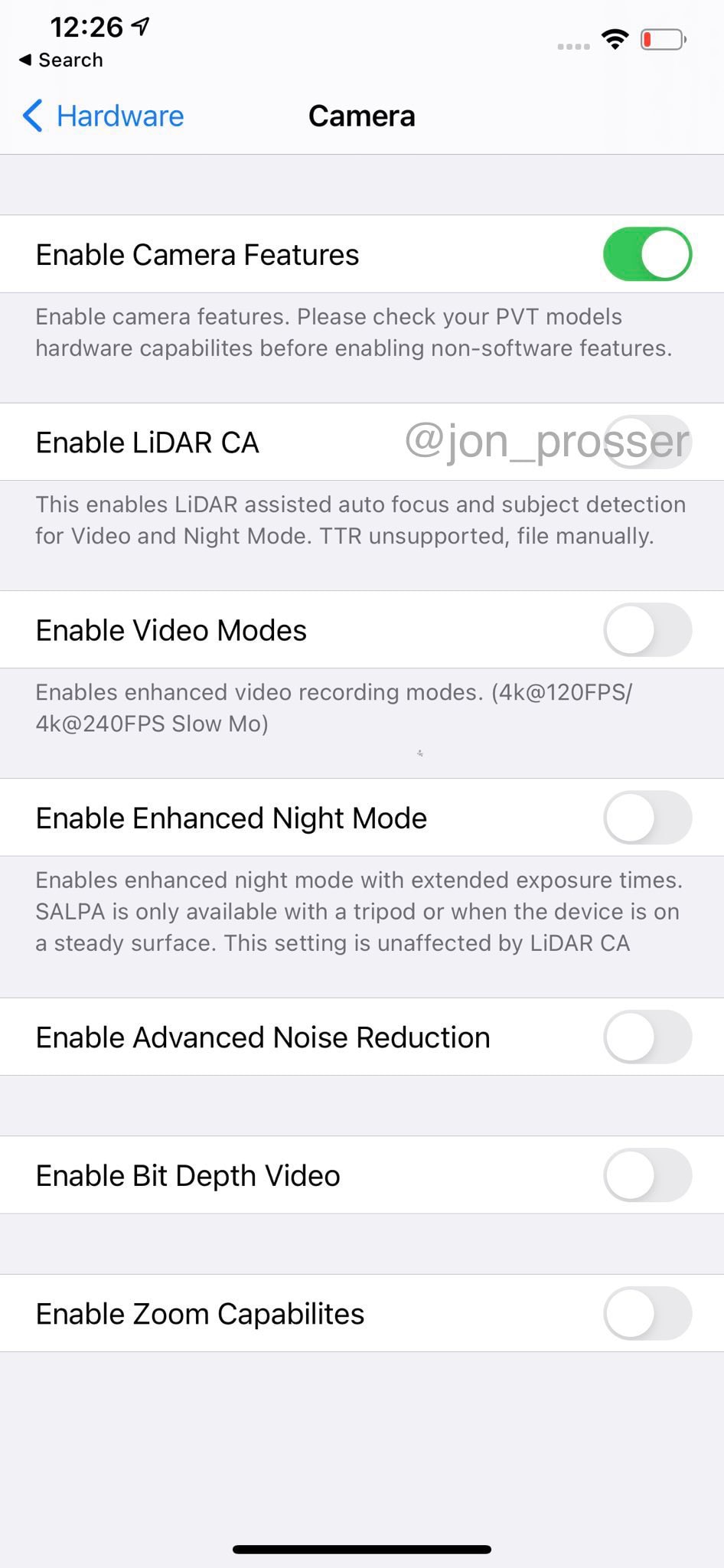 iPhone 12 Pro Max LiDAR setting