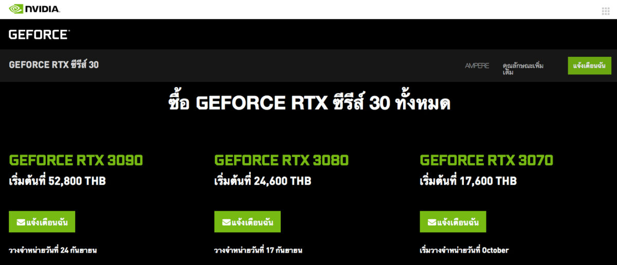 Nvidia GeForce RTX 3080 ราคา