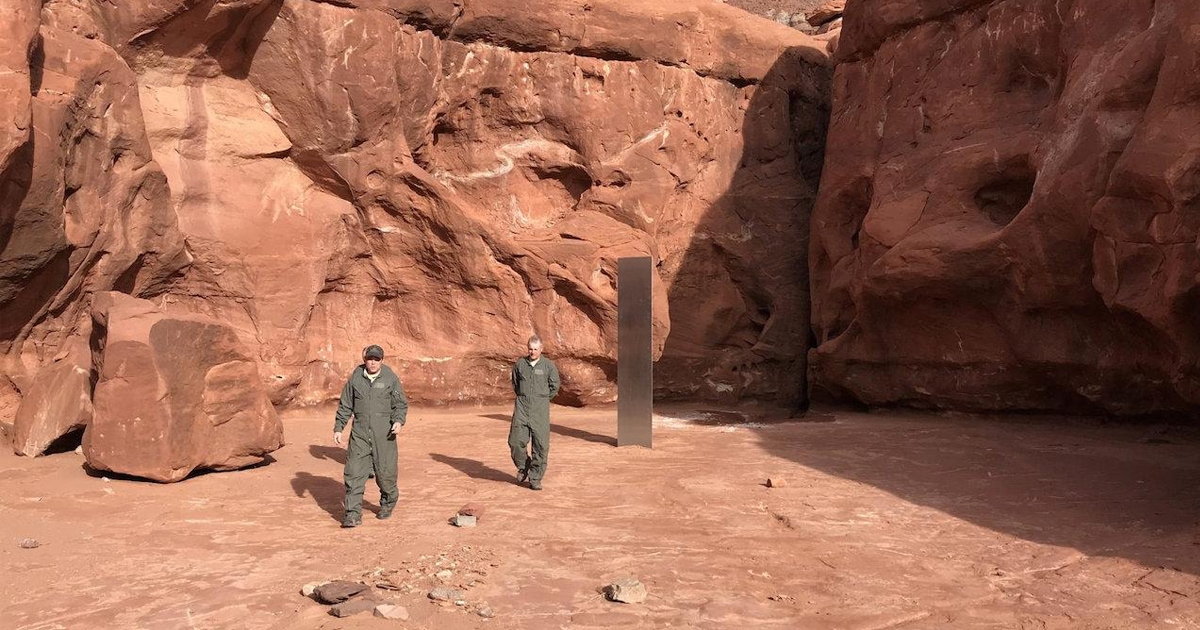 mysterious metal monolith in Utah USA
