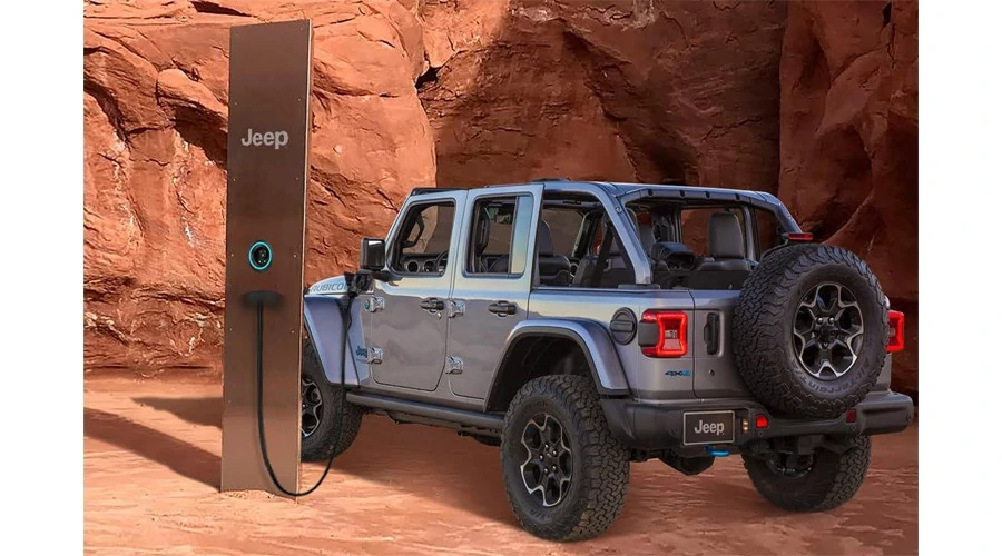 mysterious metal monolith Jeep charging station