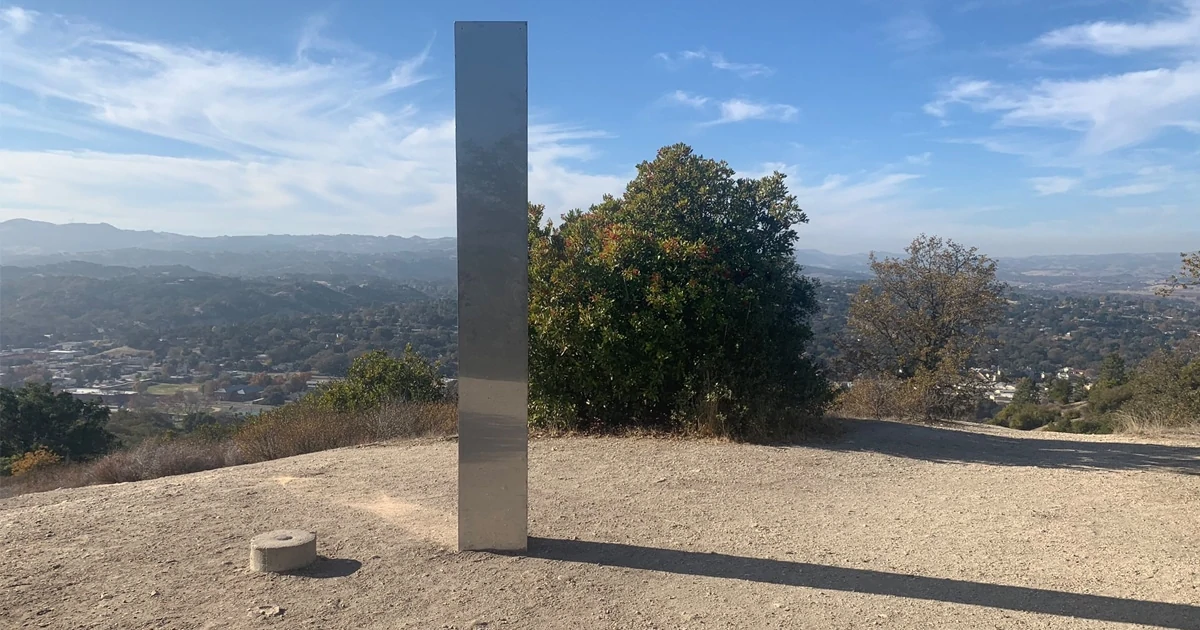 mysterious metal monolith in California