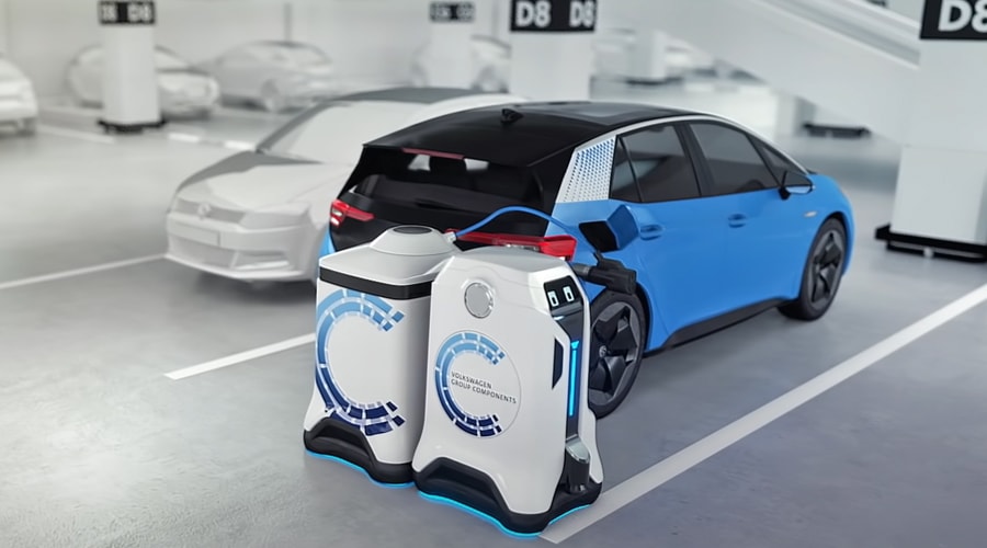 Volkswagen electric car charging robot