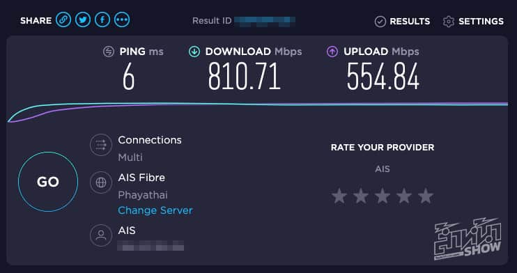ทดสอบความเร็ว AIS Fibre Mesh WiFi