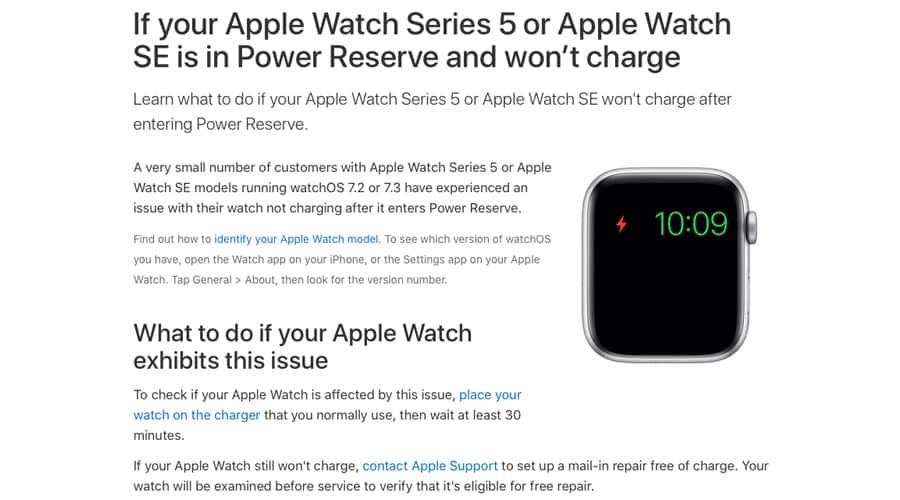 Apple Watch Power Reserve Mode bug watchOS 7.3.1