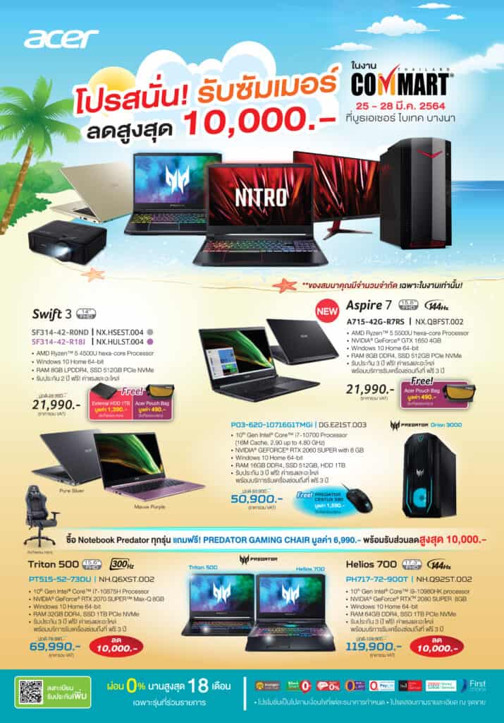 โปรโมชั่น ACER งาน Commart Crazy Offer 2021 ราคาสุดพิเศษ 25-28 มี.ค.นี้