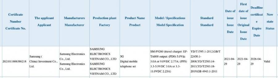 Samsung Galaxy Z Fold3 3C certification