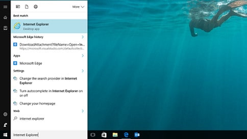 Internet Explorer บน Windows 10