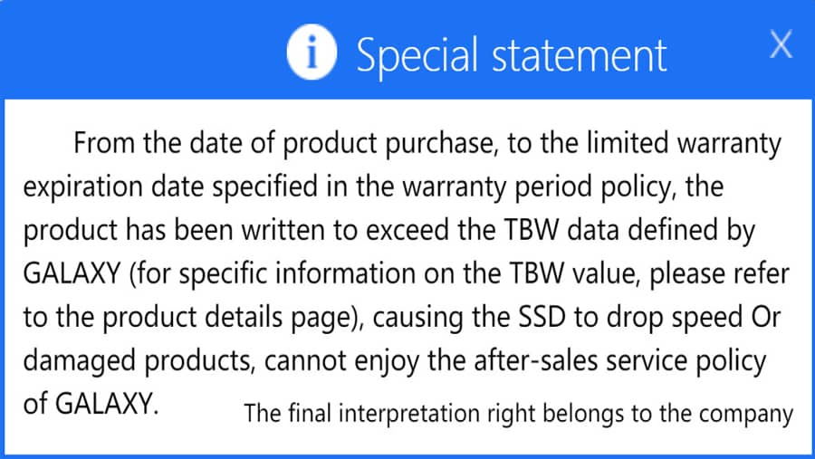 GALAX NEW ssd warranty chia statement