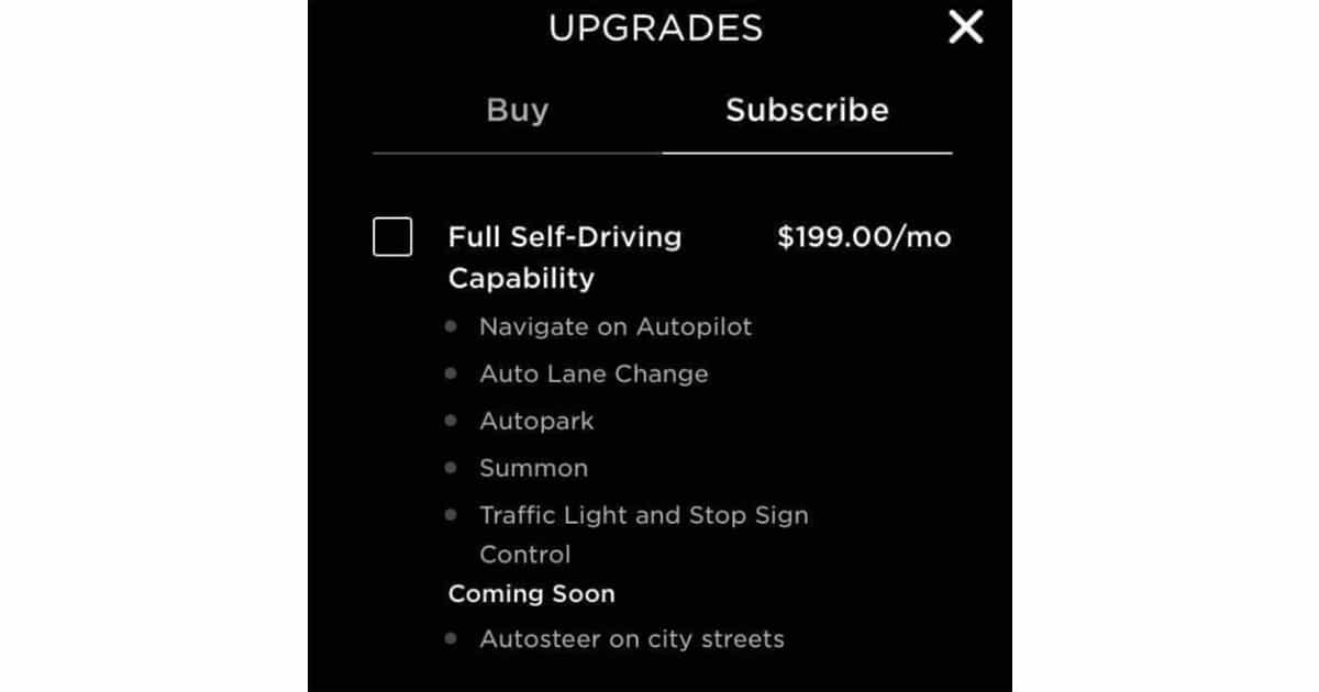 Tesla Full Self-Driving subscription