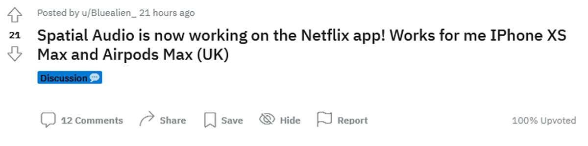 Apple spatial audio Netflix