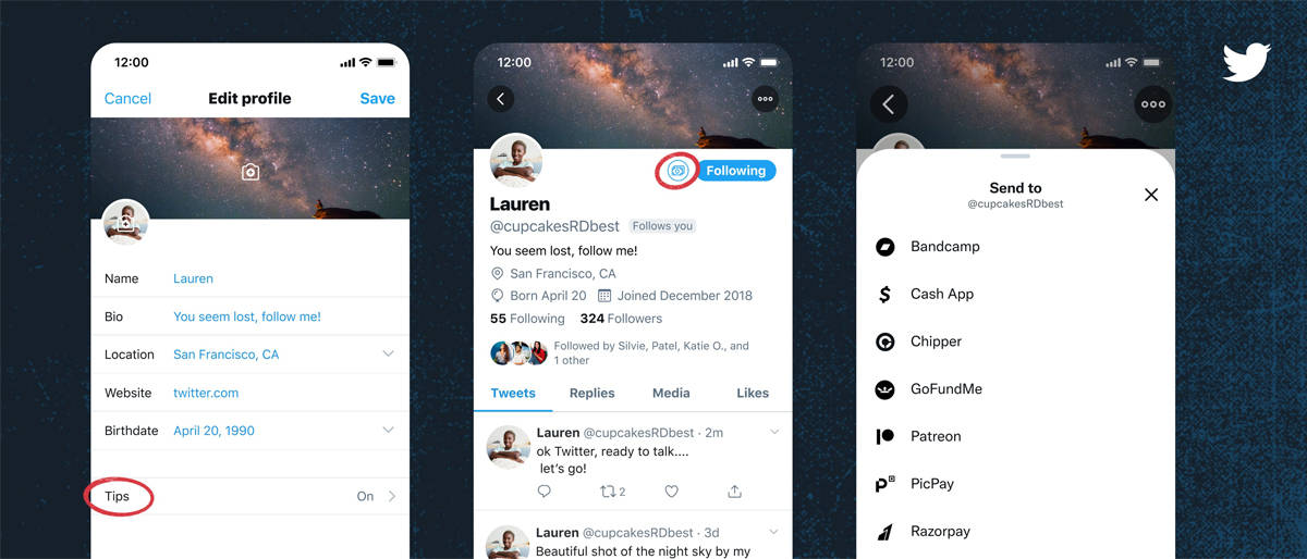 Twitter Tips Bitcoin