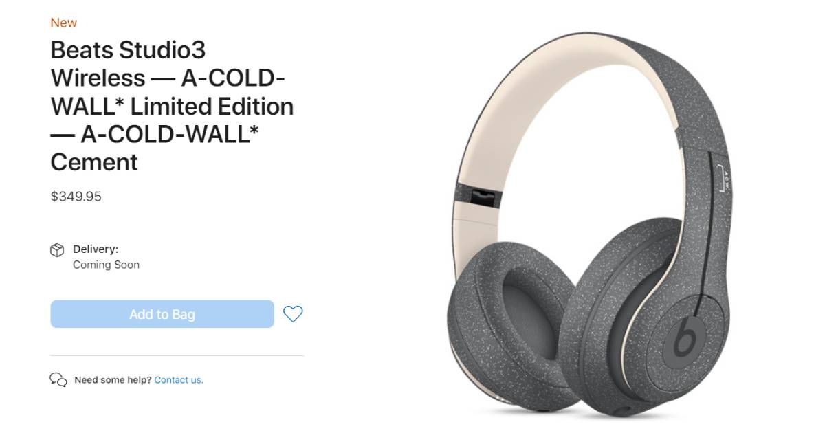 Apple Launches Beats Studio3 Limited Edition “A-COLD-WALL” Wireless Headphones thumbnail