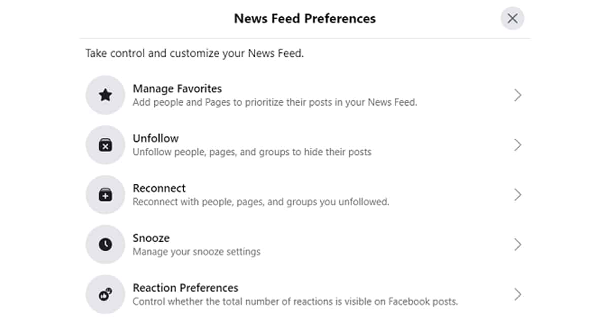 Facebook News Feed Control