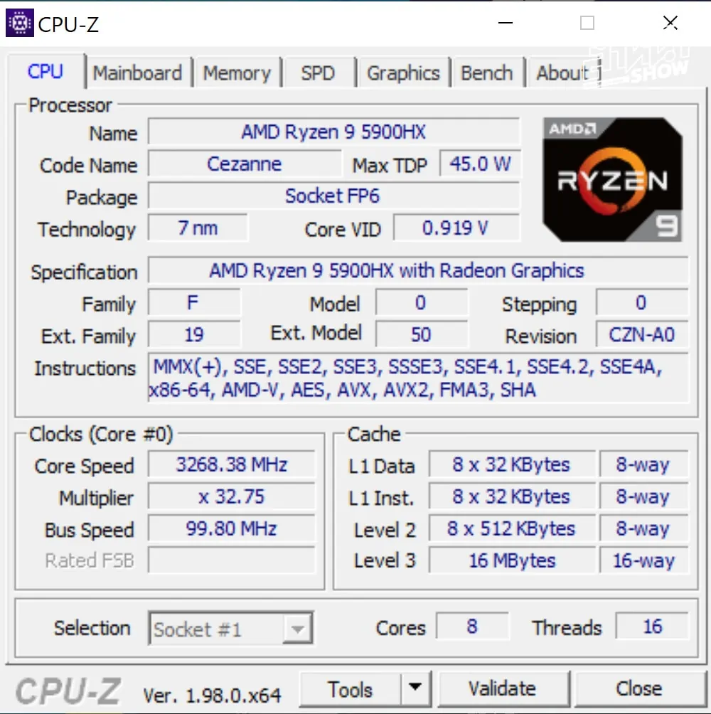 AMD Ryzen™ 9 5900HX Mobile Processor