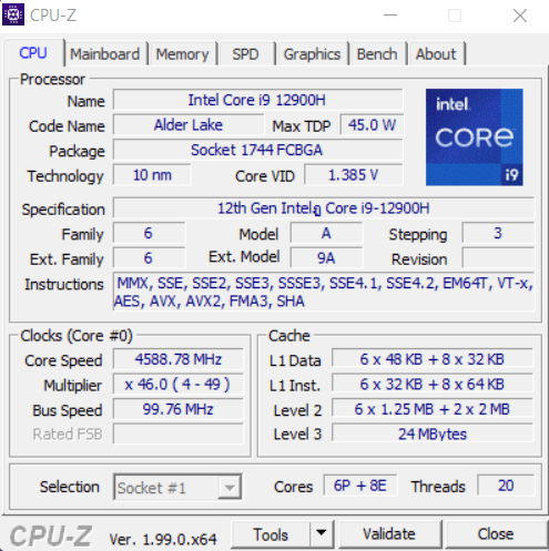 Intel® Core™ i9-12900H