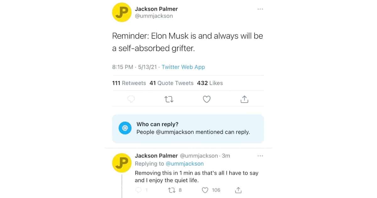 Jackson Palmer on Elon Musk as grifter