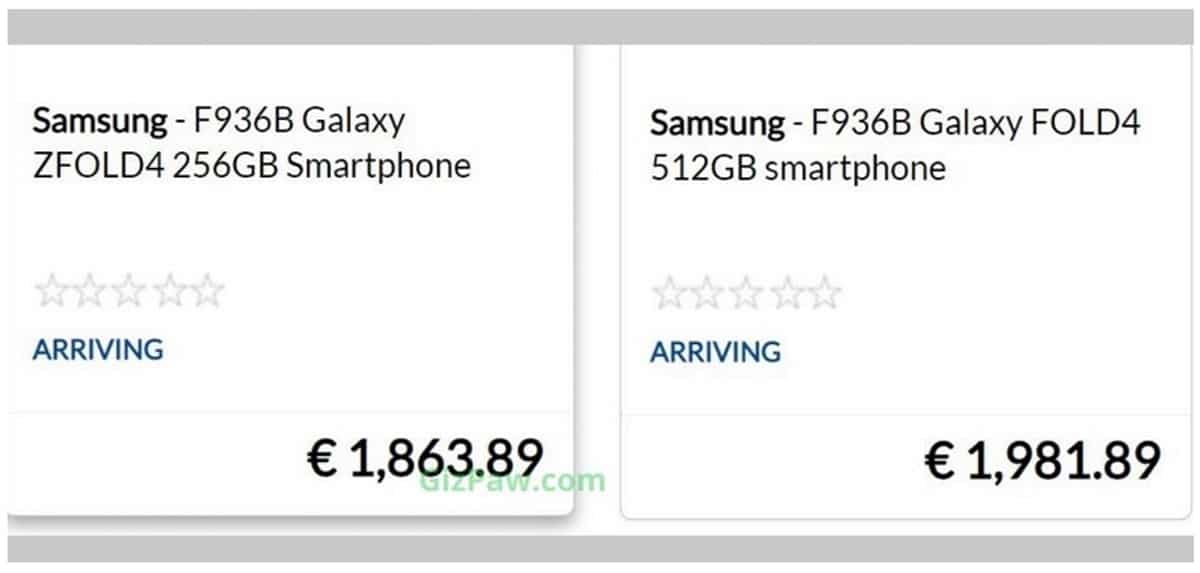 Galaxy Z Fold 4 leaked price