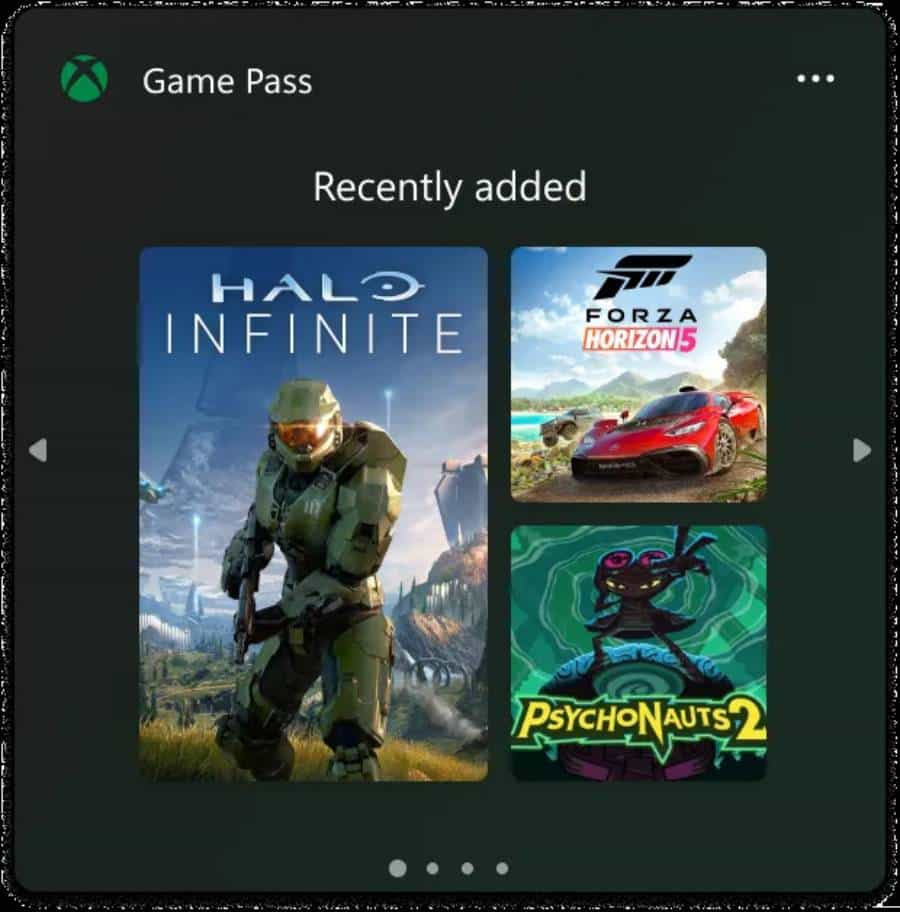 Microsoft Game Pass Widgets Windows 11
