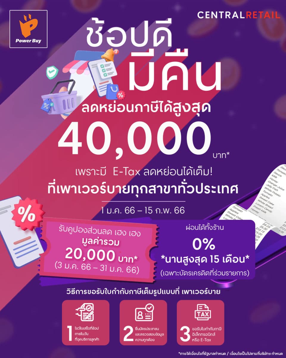 Powerbuy ช้อปดีมีคืน ลดหย่อนภาษี