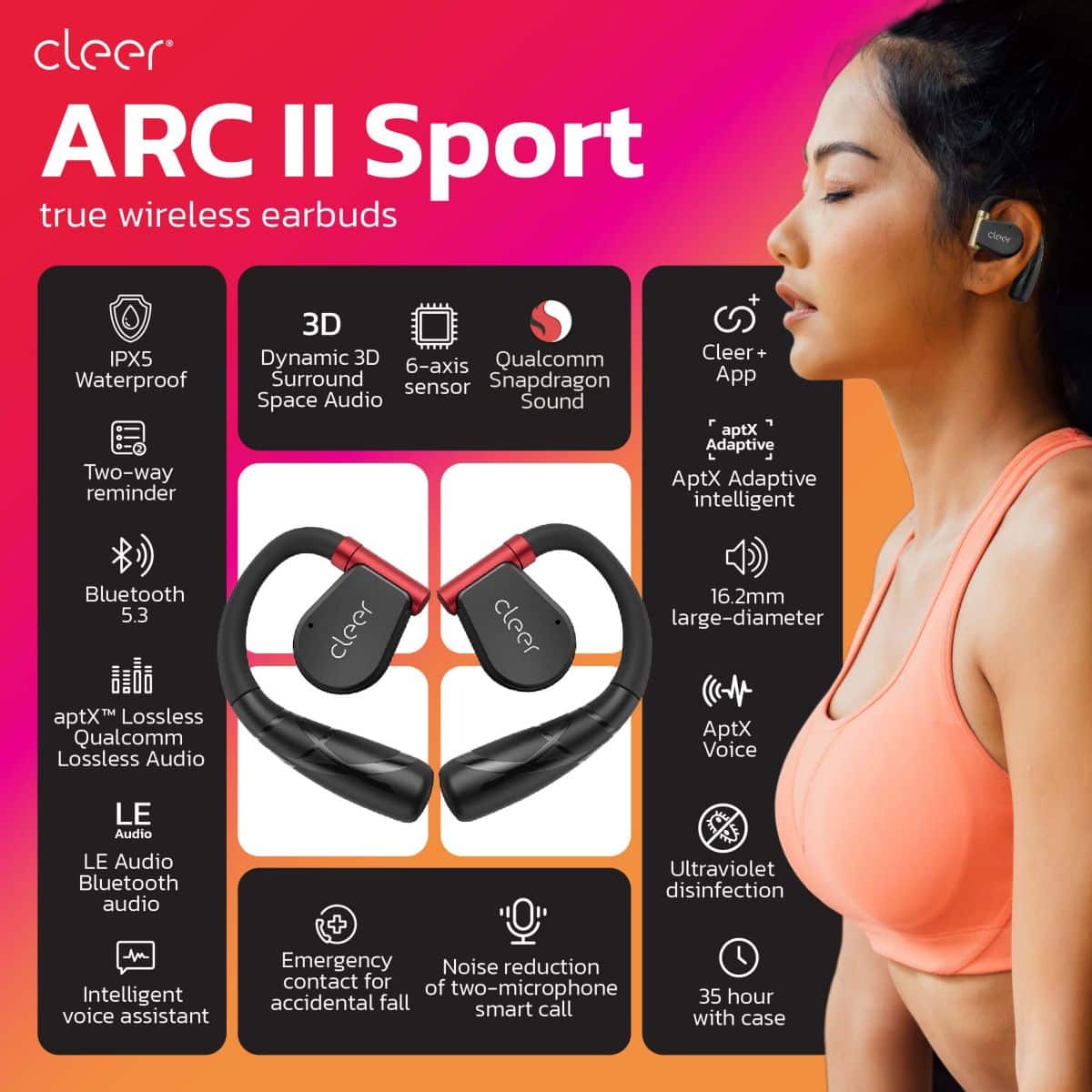 ARC II SPORT: สวมใส่กระชับ สำหรับการออกกำลังกาย