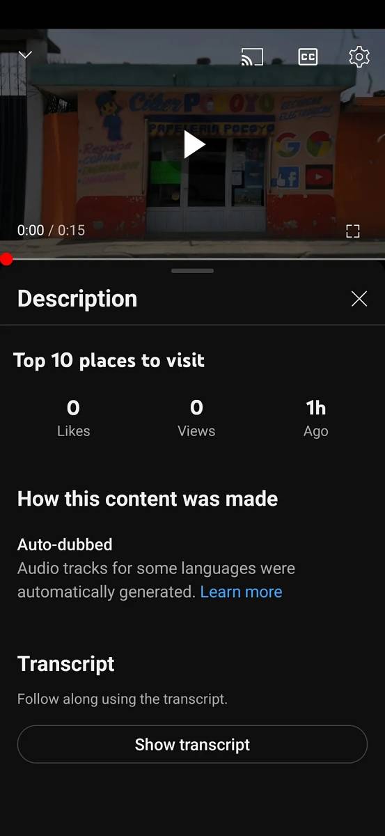 YouTube เสียงพากย์อัตโนมัติ