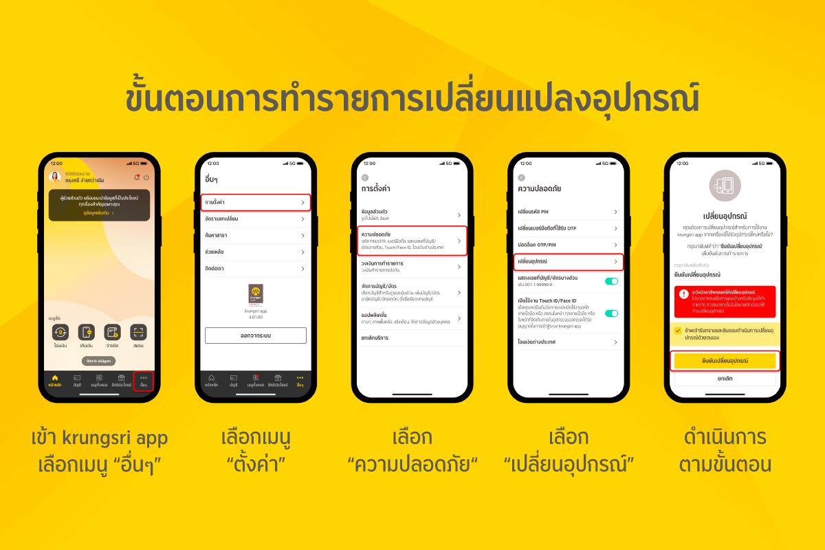 กรุงศรี ยืนยันเปลี่ยนอุปกรณ์ใหม่