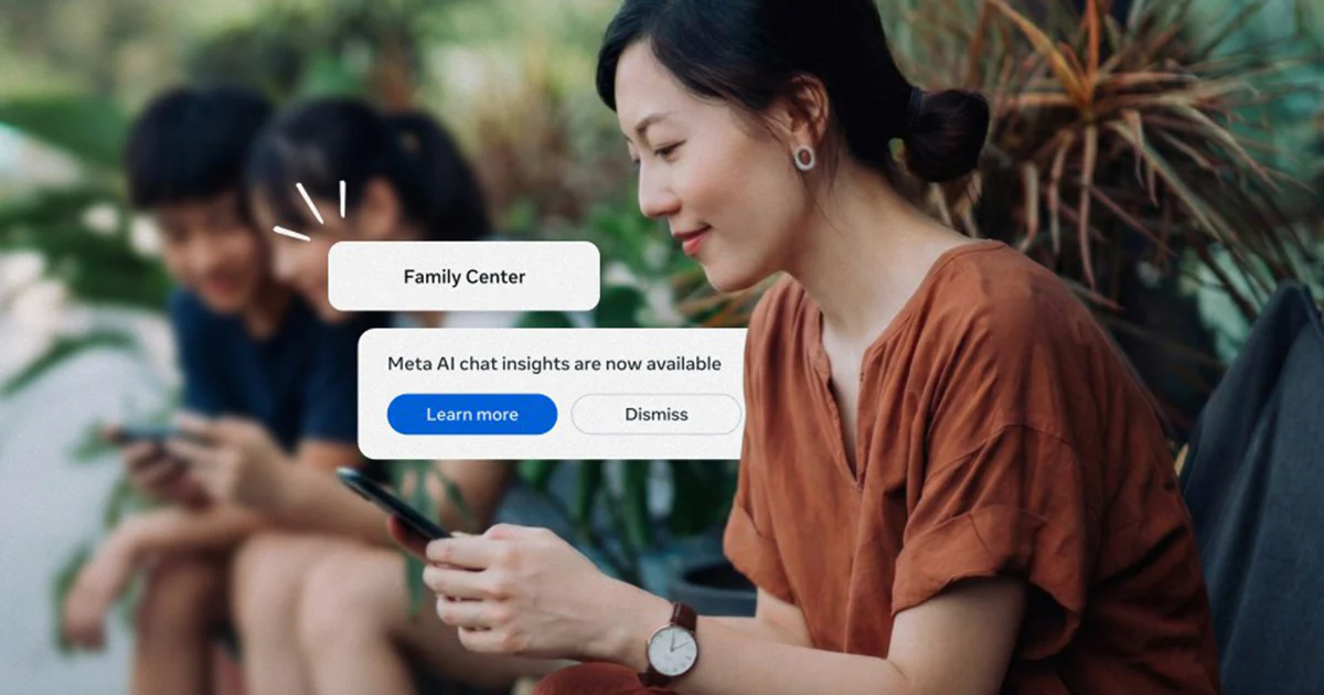 ผู้ปกครองใช้โทรศัพท์พร้อมข้อความ Family Center แจ้งข้อมูลเชิงลึกการแชต Meta AI